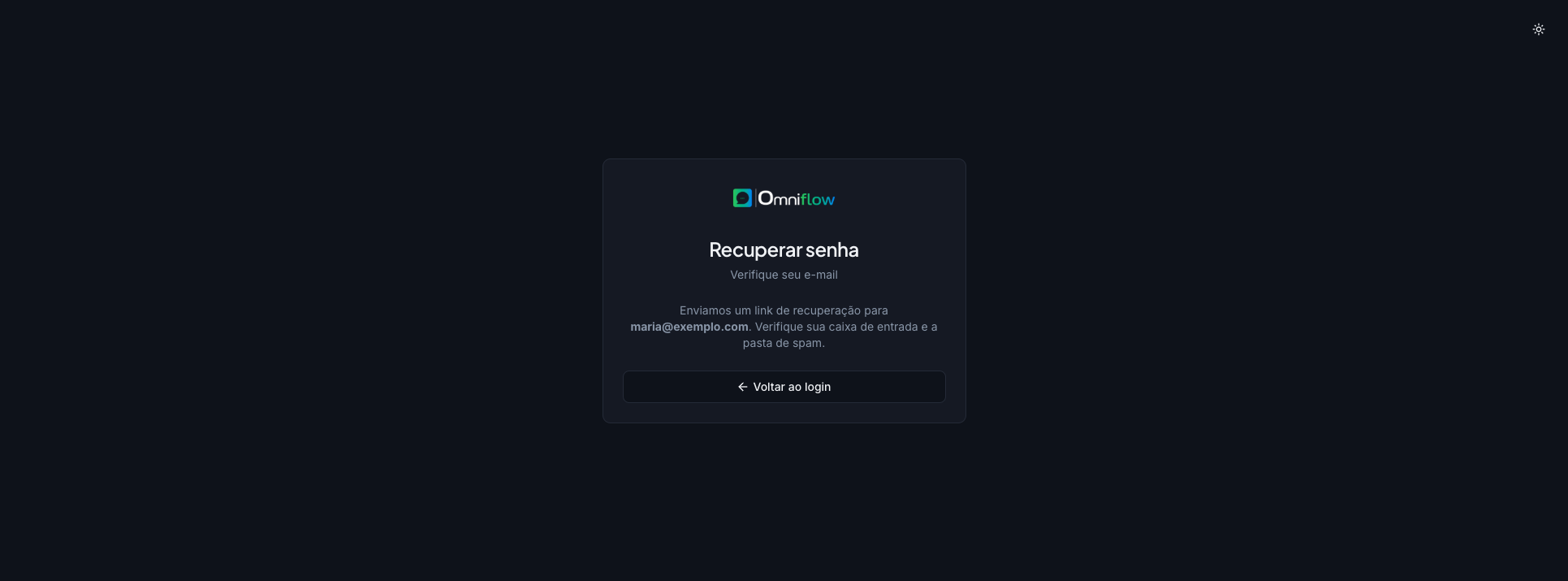 Confirmação: link de recuperação enviado por e-mail