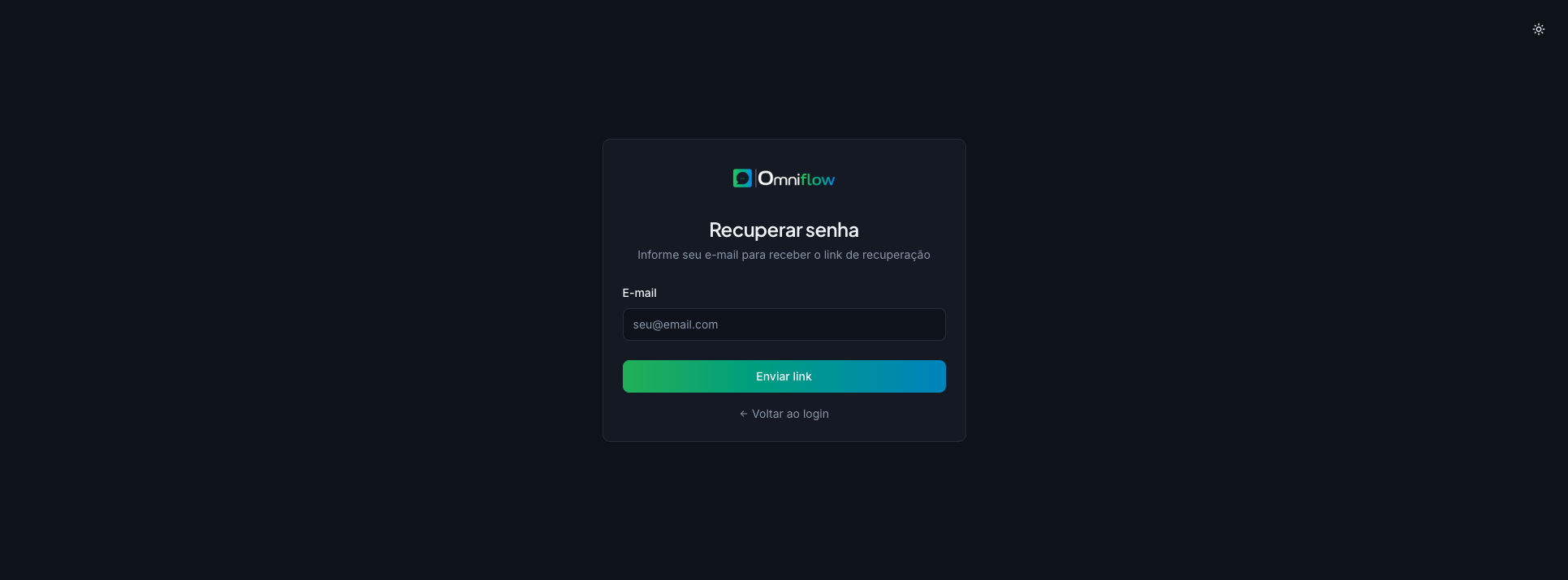 Tela Recuperar senha